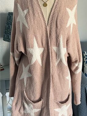 Source Unknown Dusty Blush Star Pattern Open Cardigan